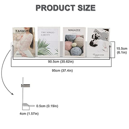 37.4" Magazine Holder,Acrylic Magazine Rack Wall Mounted,Clear Brochure Holder… - color: Clear