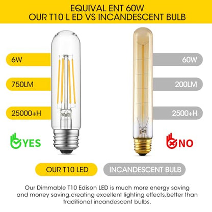 5" T10 Tubular LED Light Bulb, 60W Eq, Dimmable, Cool White 4000K, 4-Pack - color: Cool White, size: 5 Inch- 4 Count