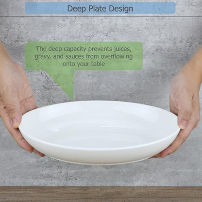 EIKS Ceramic Deep Plates Oval Shaped Dishes, Size of L10.8 x W7.7 - size: L Size (L10.8" x W7.7")