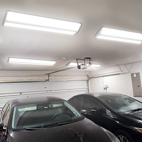 AntLux 72W 4FT LED Wraparound Office Light, Ultra Slim LED Garage Shop Lights Flush Mount, 8000 Lumens, 4000K, No Glare, 4 Foot Wrap Puff Ceiling Lighting Fixture, Fluorescent Tube Replacement, 4 Pack