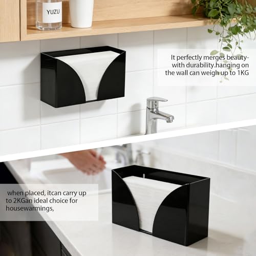 Black Paper Towel Dispenser Countertop,Napkin Dispenser,Acrylic Bathroom Guest Towel Holder for Table,Can Wall-Mount C-Fold,Z-Fold,Trifold Paper Hand Towel Dispenser for Bathroom Home and Commercial