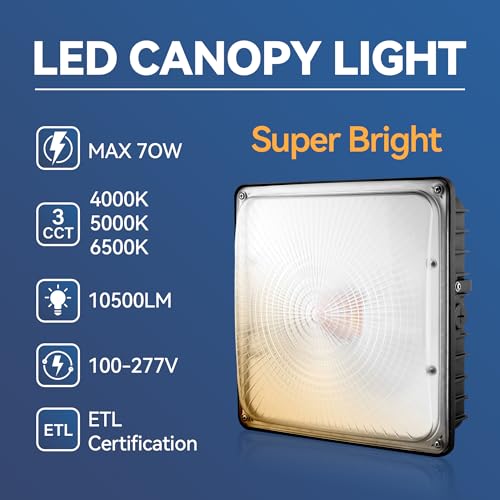 LED Canopy Light 4Pack: 30W/45W/60W/70W Selectable, 4000K/5000K/6500K 3CCT - size: 70W-3CCT