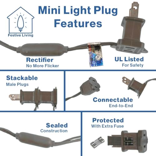 100 Warm White Wide Angle LED Mini Lights, 50 Ft, Brown Wire