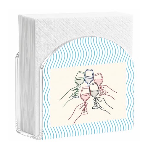 Wine Glass Cheers Print Acrylic Napkin Holder for Bistro Table Decor - color: Cheers