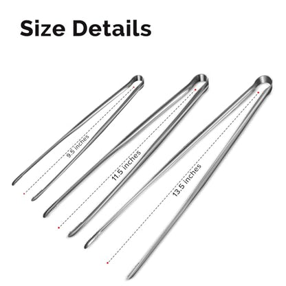 Precise Serrated Non-Slip Tips Cooking Tongs (9.5" & 11.5" & 13.5") - size: 9.5"+11.5"+13.5"