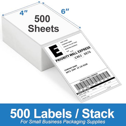 HUOJI 6000 4x6 Thermal Labels 500/Stack, Commercial Grade - size: 12 Stacks | 6000 Labels
