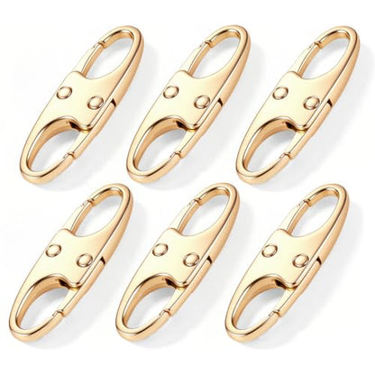 AgePlace 6 Pack Zipper Clips Anti Theft, Double Opening Zipper Lock for Backpacks & Luggage, Zinc Alloy Zipper Pull Replacement, Small Carabiner Clip for Purses, Crossbody Bags & Travel Essentials - color: Gold