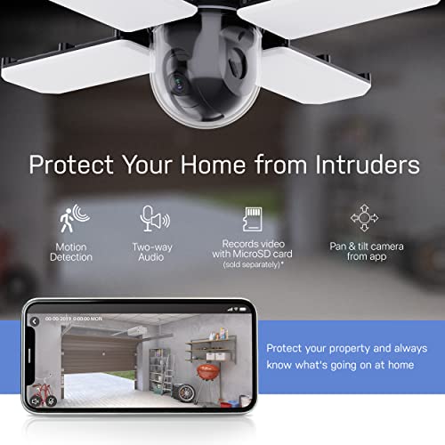 Feit Electric LED Garage Ceiling Light with Camera, Smart Security Garage Light WiFi 2.4GHz, Screw-in E26 Base, Motion Sensor, Two-Way Audio, Video Motion Notifications, 12,000 Lumens, 5000K Dimmable