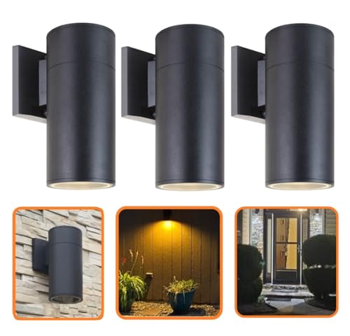 Exterior Wall Light Fixture, Waterproof Outdoor Lighting, 3 Pack - color: Cylinder (Black 3pack )