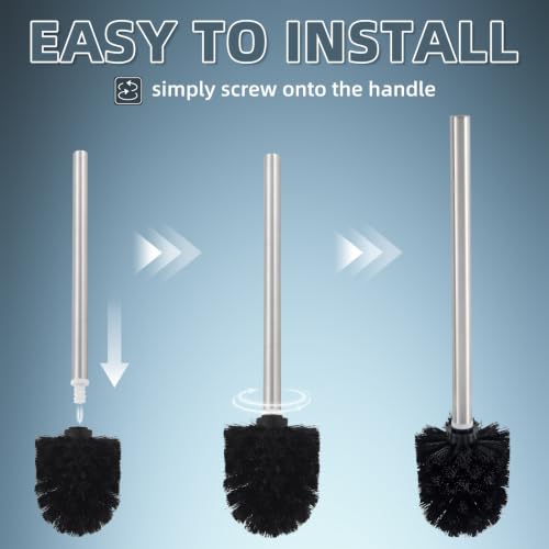 Angle Simple Toilet Brushes Refills, Black Toilet Bowl Scrubber Head 3 PCS