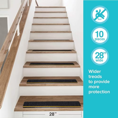 LifeGrip Reflective Anti Slip Stair Treads 4"x28" 10-Pack, Outdoor Grip - color: Reflective, size: 4" x 28"