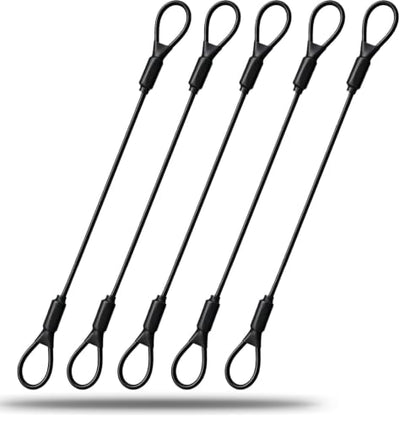 3.3mm Steel Wire Rope Outdoor Travel Security Cable Lock,Braided Steel Coated Safety Cable Luggage Lock,Safety Cable Wire Rope Chain Lock Double Loop Lightweight (Black*5, 12in/30cm) - color: Black*5, size: 12in/30cm