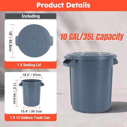 10 Gallon Small Commercial Round Trash Can with Lid - size: 10 Gallons