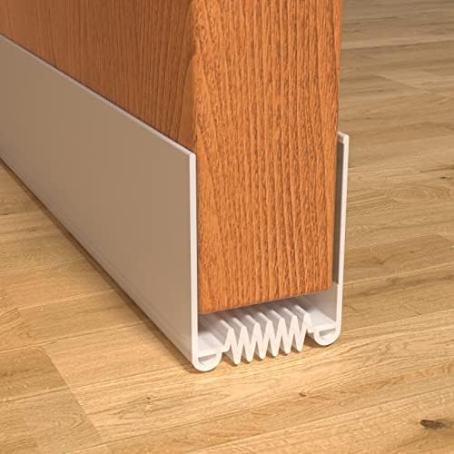 Door Draft Stopper, 36” Length Cuttable Weather Stripping Door Seal, Strong Adhesive Door Sweep for Exterior and Interior Doors (1, White) - color: White