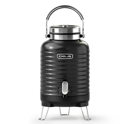 IDEUS Insulated Beverage Dispenser 1.4gal, Drink Container Black - color: Black for camping, size: 179.2 Ounces