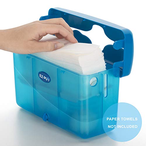 EZbrnd Countertop SLIMFOLD Hand Towel Dispenser for Kitchen/Bathroom/Office/RV/Airbnb, Guest Towel Holder, Ocean Blue - color: Blue