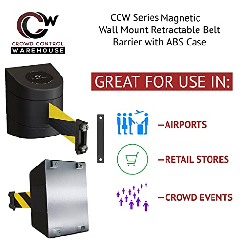 Crowd Control Warehouse Magnetic Wall Mount Retractable Belt Barrier, 30 Ft - color: CLEANING IN PROGRESS, size: 30 foot belt