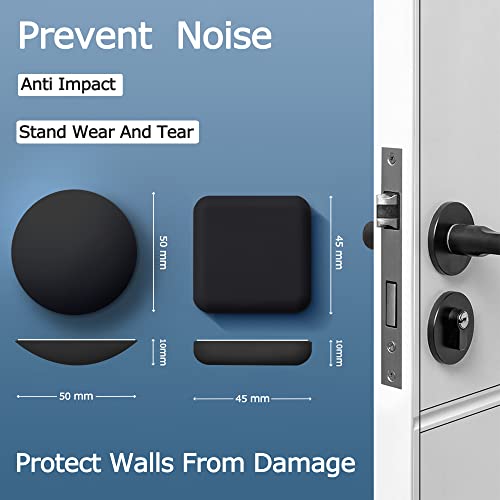Door Stoppers Wall Protector Buffer Guard Doorknob Door Handle Bumper Self Adhesive Silencer Soft Rubber Crash Pad for Home Office - color: Square-Black
