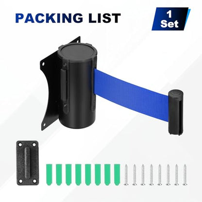 PATIKIL Fixed Wall Mount Retractable Belt Barrier 10 Feet, Dark Blue 1 Pcs - color: Dark Blue, size: 10 Feet
