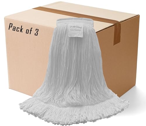 Professional Nylon Looped-End Wax Mop (3 Pack) - Large Size with Narrow Band - size: Large