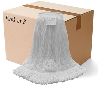 Professional Nylon Looped-End Wax Mop (3 Pack) - Medium Size with Narrow Band - size: Medium