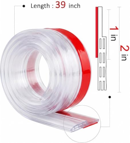 Door Draft Stopper, 2" W x 39" L, Transparent - color: Transparent