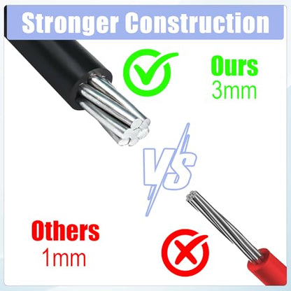 6 Pack Heavy Duty Loop End Cable 12 Inch Length Braided Stainless Steel PVC Coated Safety Wire Rope for Outdoor Travel Home Security Cables, 4mm Thickness Security Cable with Loop Ends