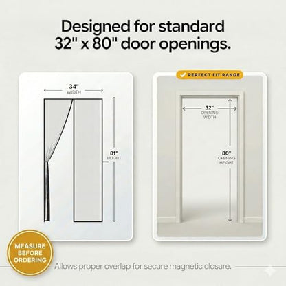 AUGO Magnetic Screen Door - Self Sealing, Heavy Duty, Hands Free Mesh Partition Keeps Bugs Out - Pet and Kid Friendly - Patent Pending Keep Open Feature - 34 Inch x 81 Inch - size: 34" x 81"