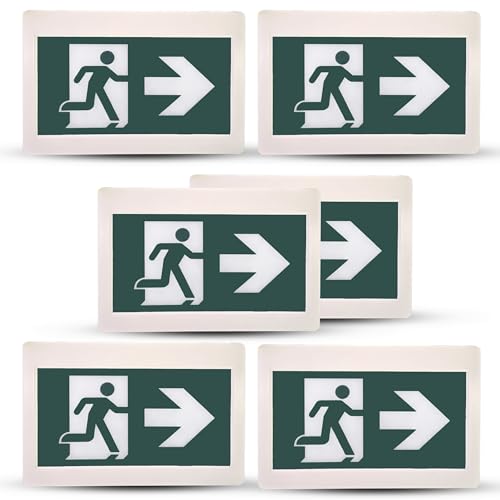 Nothing But LEDs Green Running Man LED Exit Sign with Battery Backup, White | Emergency Exit Light with Double Face, Commercial Grade, 120/347V, Hardwired Exit Lights for Business Indoor, UL, 6-Pack - size: Pack of 6