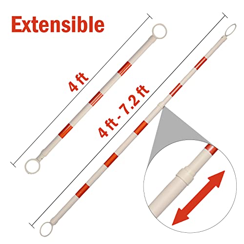 12 Pack Retractable Traffic Cone Bar from 4ft to 7.2ft, Expandable Safety Cone Bars for Parking Lots，Barricade for Road Construction - size: 12 PCS