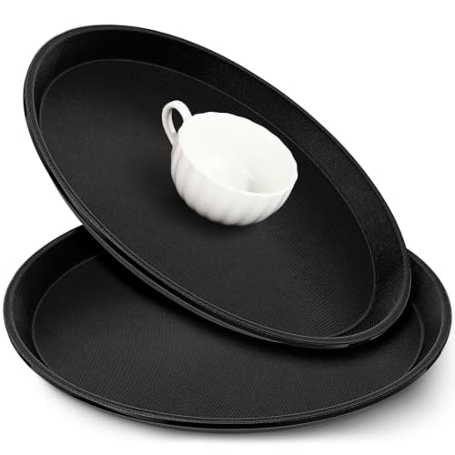 Zopeal 2 Pcs Bar Service Tray Round Plastic Non Slip,14" - size: 14"