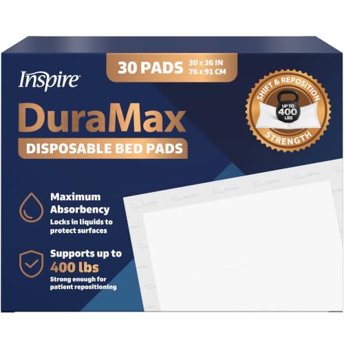 Inspire Extra Large Super Absorbent Disposable Bed Pads for Incontinence Ultra Thick and Absorbent Bed Pads Disposable Adult | Puppy Pads | Pee Pads for Adults (Duramax 30" x 36") - size: Duramax 30" x 36"