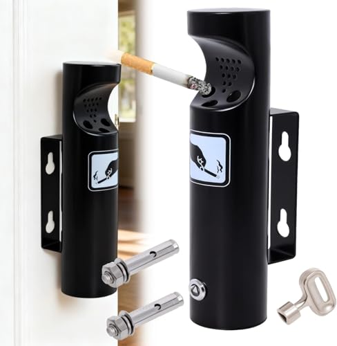 Wall Mounted Outdoor Waste Receptacle, Stainless Steel Bin, Black, 1 Pack - size: 1 Pack 11in