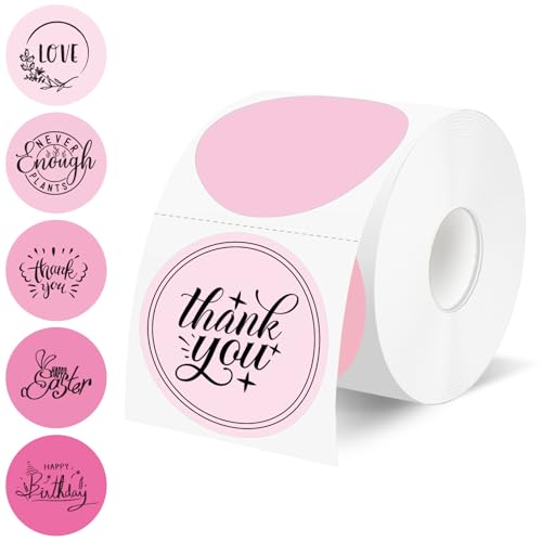 500 Labels/Roll 2" Gradient Pink Round Thermal Labels, Waterproof Circle Blank Thermal Sticker Compatible with Direct Thermal Label Printers for DIY Logo Designs, Thank You, Small Business - color: Pink Gradient, size: 2 Inch