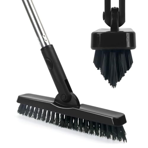CELOX Tile Grout Brush with Long Handle, Grout Cleaner Brush for Tile Floors, for Shower Tile, for Cleaning Grout, Matte Black - color: Matte Black