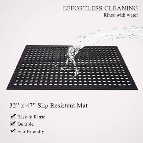 A1HC Anti Fatigue Rubber Floor Mat Non-Slip Restaurant Mat for Floors Bar Drainage Mat Commercial Doormat Utility Mat for Garage Home Pool Entry 32 x 47 Inches - size: 47"L x 32"W x 0.6"Th