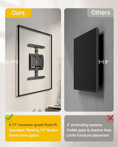 monTEK 0.77" Ultra Slim Full Motion TV Wall Mount for 43-90 Inch TVs - size: 43-90 Inch