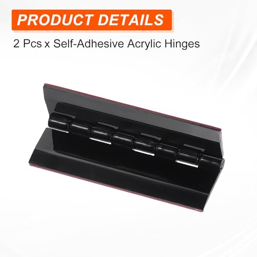 uxcell 2Pcs Acrylic Hinges 75x45mm Invisible Self-Adhesive Clear Hinge