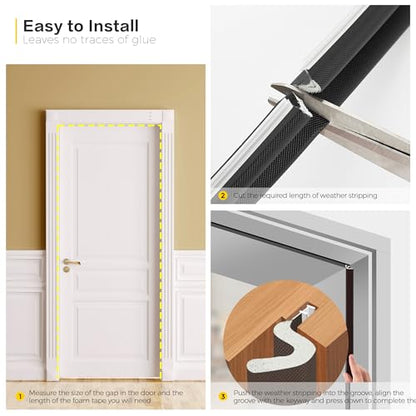 Ravinte Weather Stripping Door Seal, Q-Shaped Kerf Foam Strip, 21 FT, Black - color: Black, size: 21 Feet