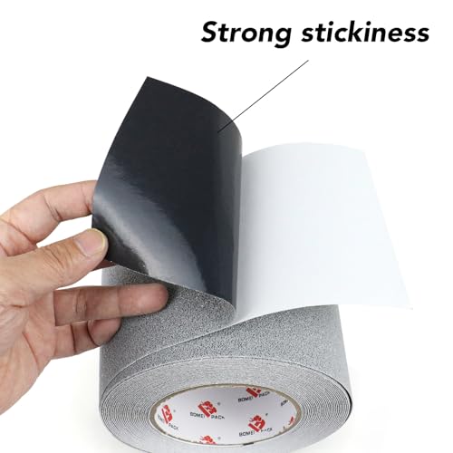 BOMEI PACK Anti Slip Traction Tape,4 Inch x 33 Ft,Heavy Duty Non Slip Tape,Grip Tape for Stairs, Tread Step, Indoor & Outdoor Use,Waterproof Stairs Non Skid Treads (Grey) - color: Grey