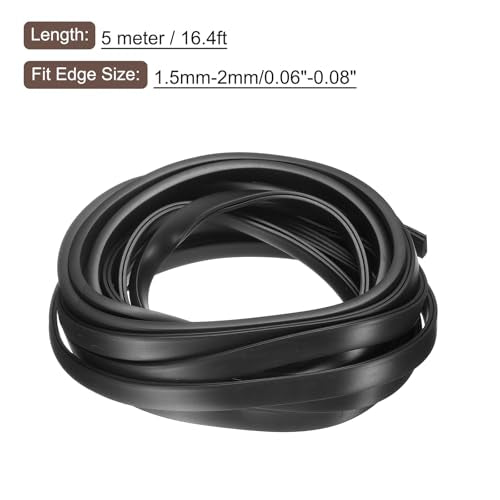 uxcell U Channel Edge Trim, 16.4ft Length Rubber Guard Seal Strip Edge Protector Flat Type Fit for 1.5-2mm Edge, (3/16" W x 7/16" H) Black - size: Fit 1.5-2mm x 16.4'L x 7/16"H x 3/16"W