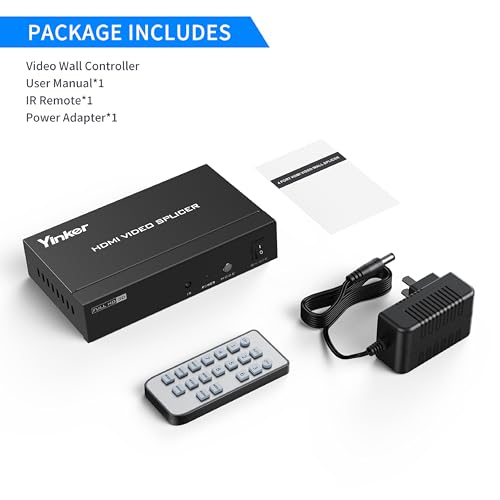 4K Video Wall Controller 2x2, 4K@30Hz HDMI Video Wall Processor for 4 TV Splicing Display Supports 1x1, 1x2, 1x3, 1x4, 2x1, 2x2, 3x1, 4x1-1 Input & 4 Output - size: 1 in 4 out - 2x2