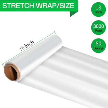 18in Stretch Wrap Roll, Heavy Duty 3000ft Shrink Wrap, Pallet Wrap 4 Pack - size: 18in-Clear-4Pack-3000ft