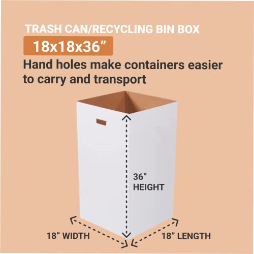 Box USA 50 Gallon 18 L x 18 W x 36 H 10-Pack Cardboard Trash Cans and Recycling Bins, Reusable or Disposable Pop Up Garbage Boxes - size: 50 Gallon 10-Pk, style: Plain