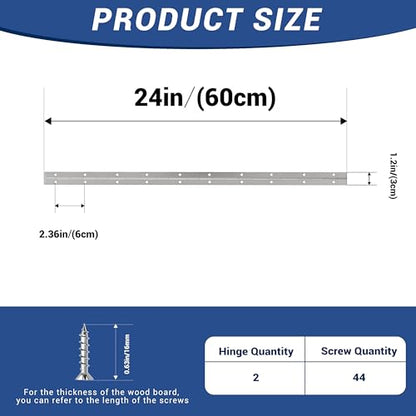 2 pcs Continuous Piano Hinges,24"x1.2",0.047 inch Leaf Thickness - size: 24 Inch