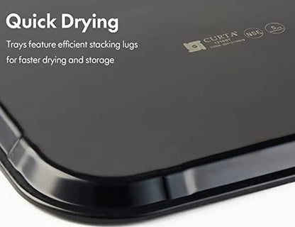CURTA 2-Pack Restaurant Grade Non-Slip Tray, NSF, 22 Inch x 16 Inch, Plastic Rubber Lined Rectangular Serving Tray, Black - color: Black-rectangular, size: 16 Inch x 22 Inch