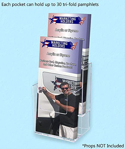 Marketing Holders 12 Pack Brochure Holder Multi Slot Rack for 4" Trifolds Maps or Menus All In One No Assembly Clear Take One Handouts Counter or Hanging Bin for Schools and Libraries - size: 4.25" Wide 2 Tier