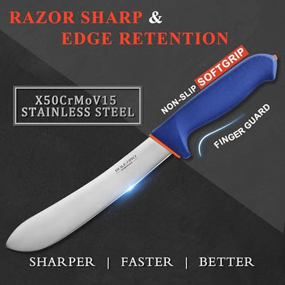 8" Commerical Butcher Knife W/SoftGrip, X50CrMoV15 Steel - style: Butcher Knife