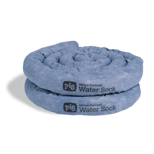 PIG Mildew-Resistant Absorbent Sock | Water Absorbing Snake | 3" W x 10' L | Absorbs up to 2.5 gal per Sock | 2 Count | PM50638 - color: Blue, size: 3" W x 10' L, style: 2-Pack