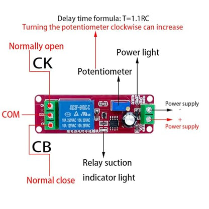 NE555 Adjustable Delay Timer Module, 12V DC